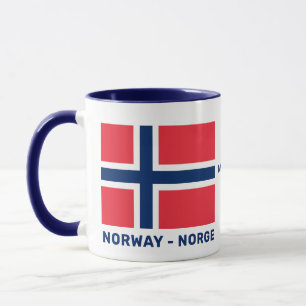 Taza Marca noruega de texto y nombre personalizado
