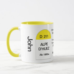 Taza Marcador de carretera francés Alpe dhuez, biciclet