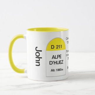 Taza Marcador de carretera francés Alpe dhuez, biciclet