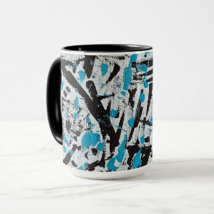 Taza Marcas de pincel azul y negro Resumen