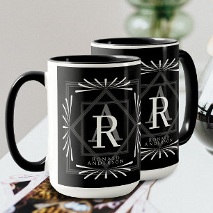 Taza Marco de diseño Mug de monograma negro