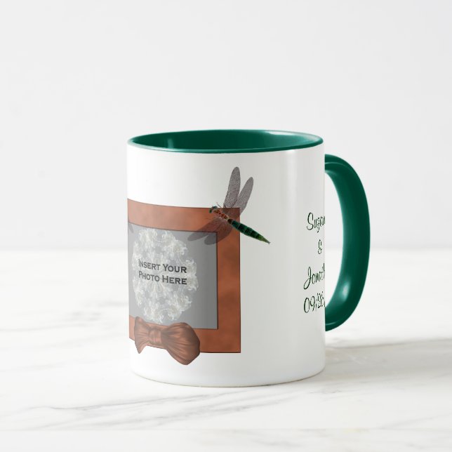 Taza Marco de libélula Foto de boda personalizada  (Anverso derecho)