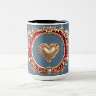 Taza Marco de Oro Lujoso Con Perlas