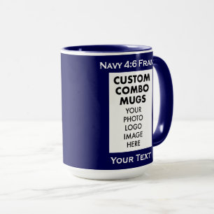 Taza Marco de retrato azul marino 4:6 2 Foto Combo pers