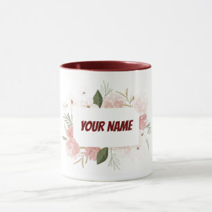 Taza marco floral personalizado del personalizable
