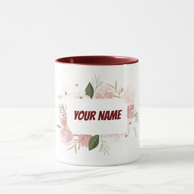 Taza marco floral personalizado del personalizable (Centro)