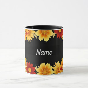 Taza Marco floral romántico Estética Borde de flores
