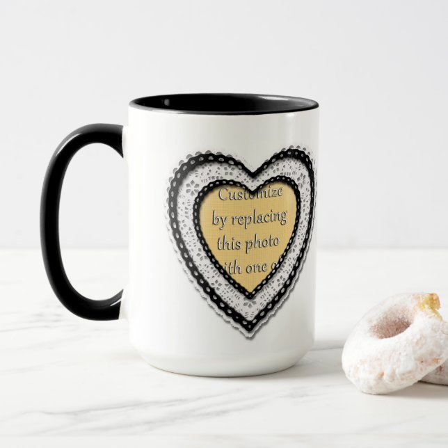 Taza Marco fotográfico de corazón a paso (Con donut)