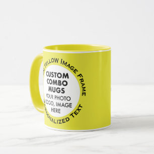 Taza Marco Redondo 2 x Foto + Texto Amarillo Combo Pers