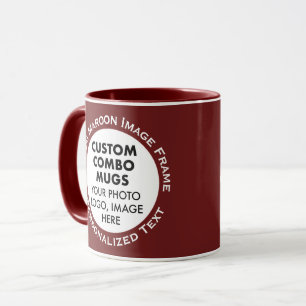 Taza Marco redondo 2 x Foto + Texto Combo personalizado
