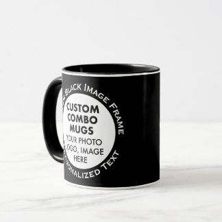 Taza Marco Redondo 2 x Foto + Texto Negro Combo Persona