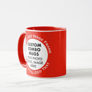 Taza Marco Redondo 2 x Foto + Texto Rojo Combo Personal