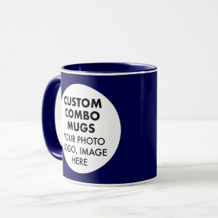 Taza Marco Redondo 2 x Logo de Foto Azul Marino Combo P