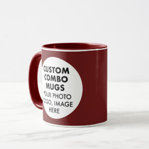 Taza Marco Redondo 2 x Logo de Foto Granate Combo Perso