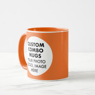 Taza Marco Redondo 2 x Logo de Foto Naranja Combo Perso