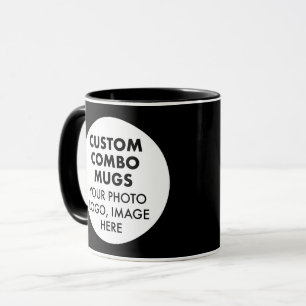Taza Marco Redondo 2 x Logo de Foto Negro Combo Persona