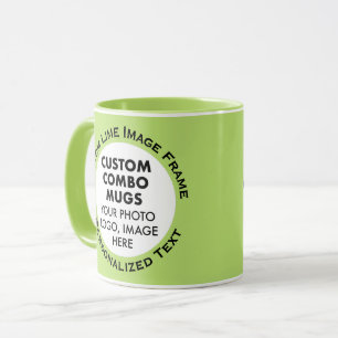 Taza Marco redondo 2 x Texto de foto Combo personalizad