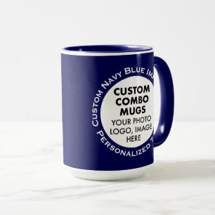 Taza Marco Redondo Combo Personalizado 2x Foto Texto Gr