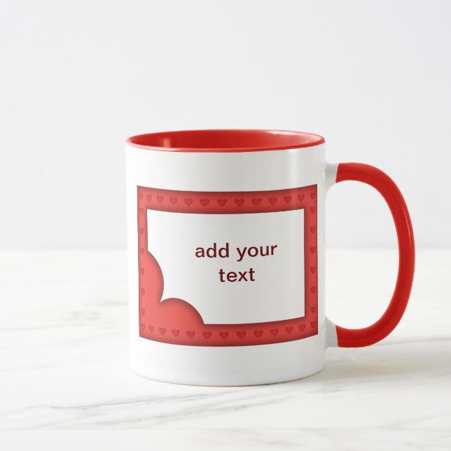 Taza Marco rojo romántico con corazones (Derecha)