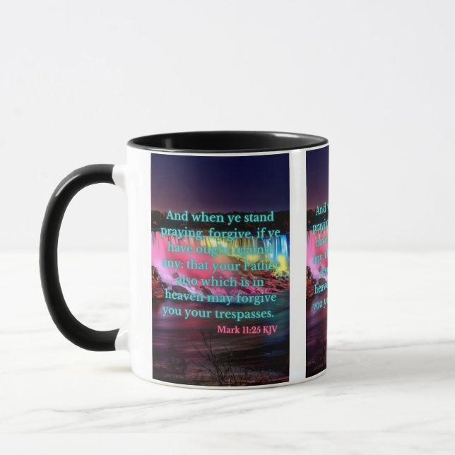 Taza Marcos 11:25 KJV Biblia Verse Pic Mug De Dos Tones (Izquierda)