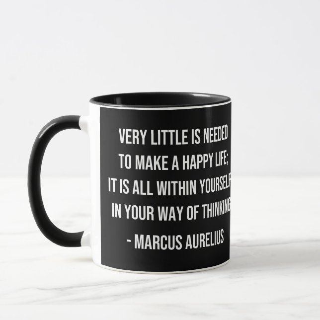 Taza Marcus Aurelius Happy Life Quotation Mug (Izquierda)