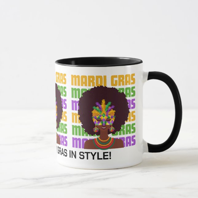 Taza MARDI GRAS Afro Queen personalizado (Derecha)