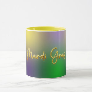 Taza Mardi Gras Amarillo, Púrpura, Verde