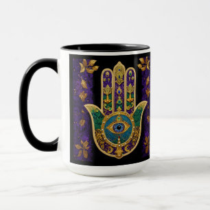 Taza Mardi Gras Gold Purple Green Hamsas Art