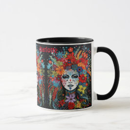 Taza Mardi Gras Máscara Añadir nombre Flor
