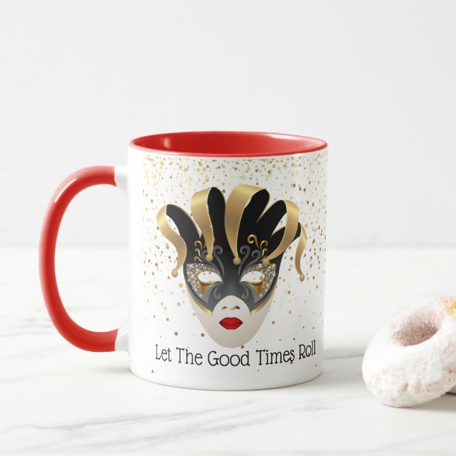 Taza Mardi Gras Mug-Dejemos Que Se Dirijan Los Buenos T (Con donut)