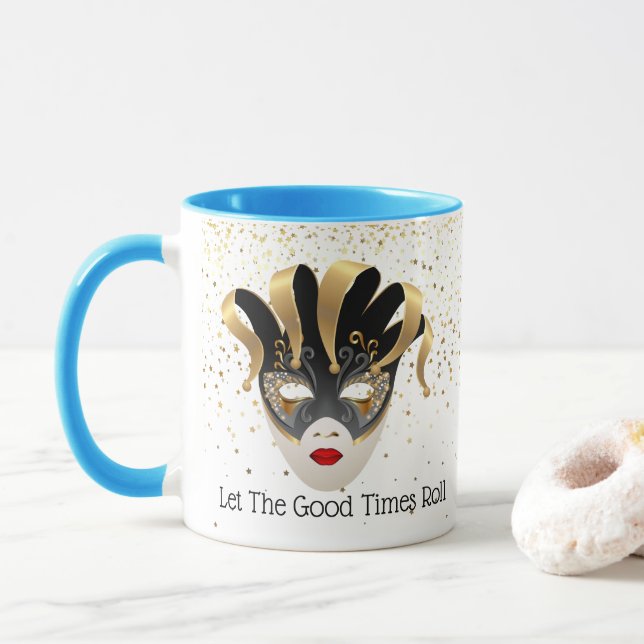Taza Mardi Gras Mug-Dejemos Que Se Dirijan Los Buenos T (Con donut)
