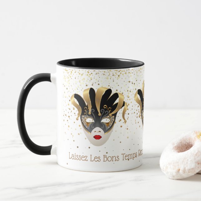 Taza Mardi Gras Mug-Laissez Les Bons Temps Rouler (Con donut)