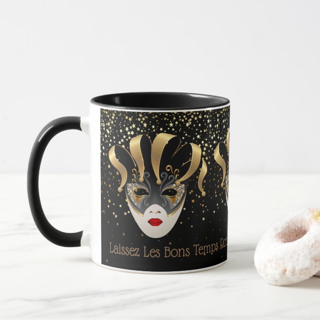 Taza Mardi Gras Mug-Laissez Les Bons Temps Rouler (Con donut)