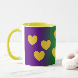Taza Mardi Gras Ombre con corazones