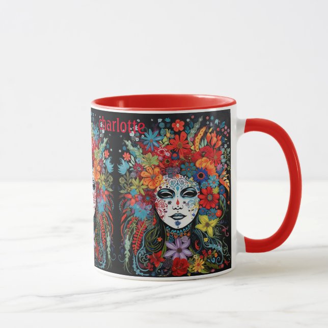 Taza Mardi Gras Soy Mujer Añadir Nombre Flor (Derecha)