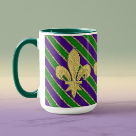 Taza Mardi Gras Stripes & Fleur de Lys