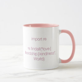 Taza Mareo, código y tazón de café (letras rosas)