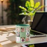 Taza Margaje de foto madre verde<br><div class="desc">Un regalo para tu madre, celebrando su vida con un collage de 14 fotos. Texto blanco: La mejor mamá de todos los tiempos. Personalice y utilice sus propias fotos de ella, sus hijos, esposo, mascotas, amigos. Fondo verde de sabio. Perfecto como regalo del Día de la Madre, para cumpleaños y...</div>