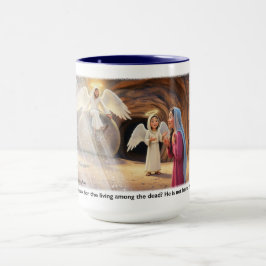 Taza María visita el sepulcro vacío y ve a un ángel.   