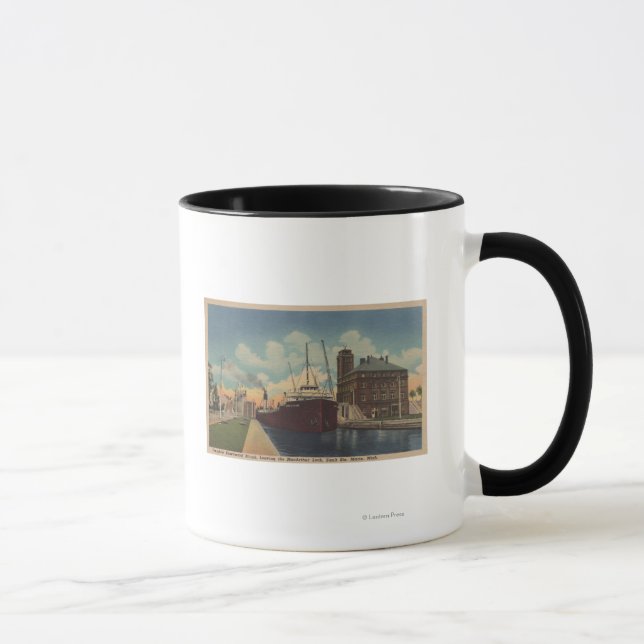 Taza Marie, MI - Vista de Freighter dejando a MacArthur (Derecha)