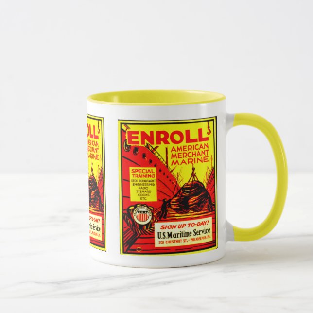 Taza ¡Marina mercante americana - aliste hoy! (Derecha)