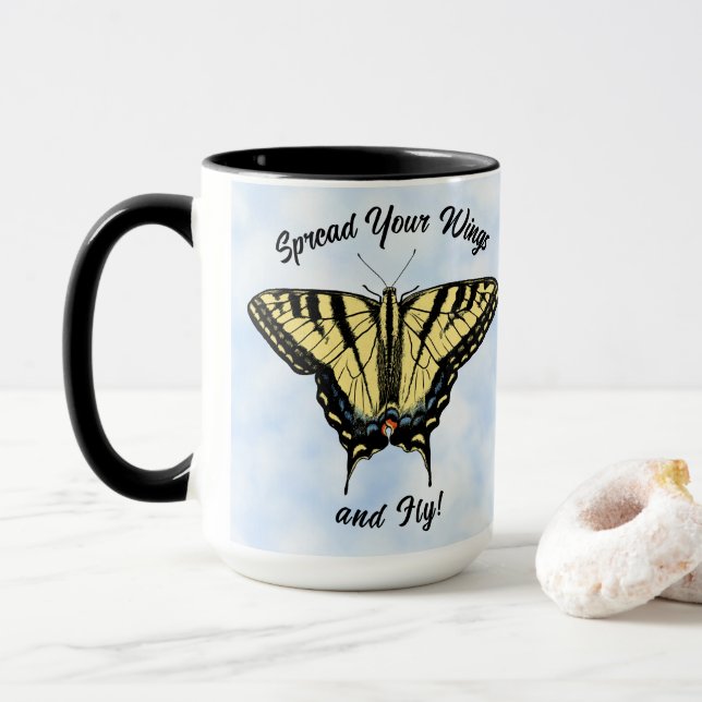 Taza Mariposa amarilla suroeste personalizada (Con donut)