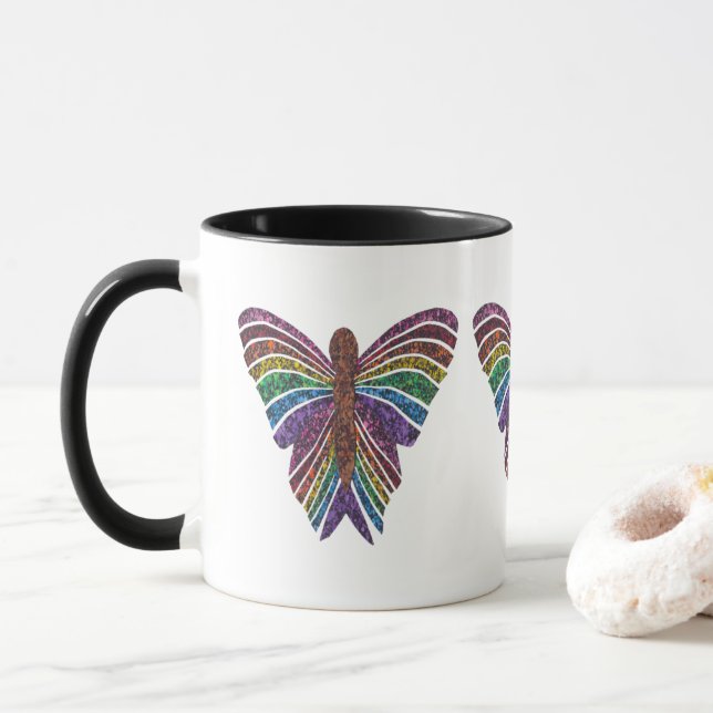 Taza Mariposa arcoiris - Mug Combo (11 onzas) (Con donut)