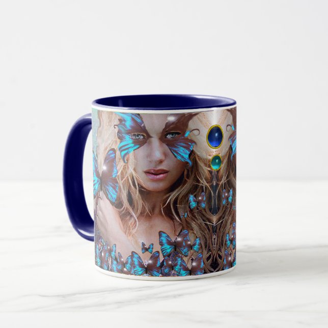TAZA MARIPOSA AZUL CON DERRAMES DE ORO VERDE (Anverso izquierdo)