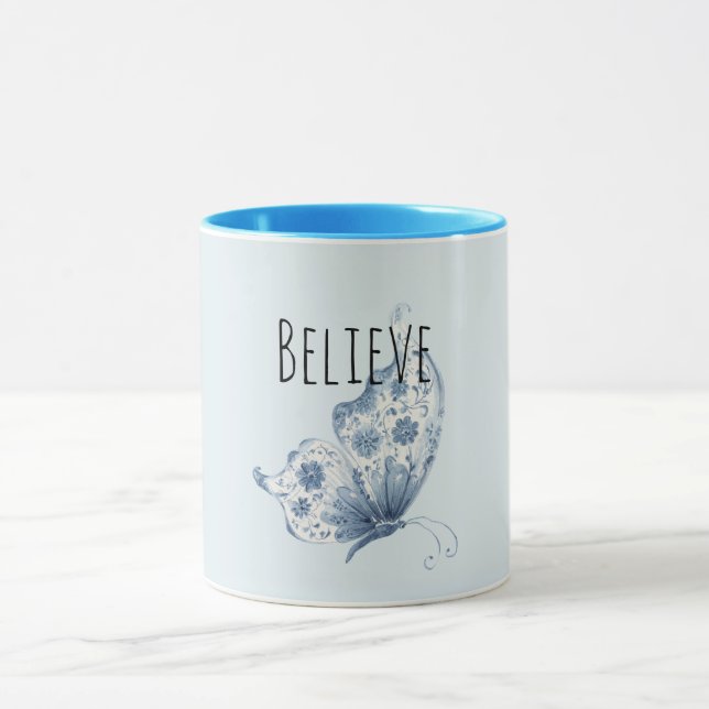 Taza Mariposa Azul Hermosa Cree (Centro)