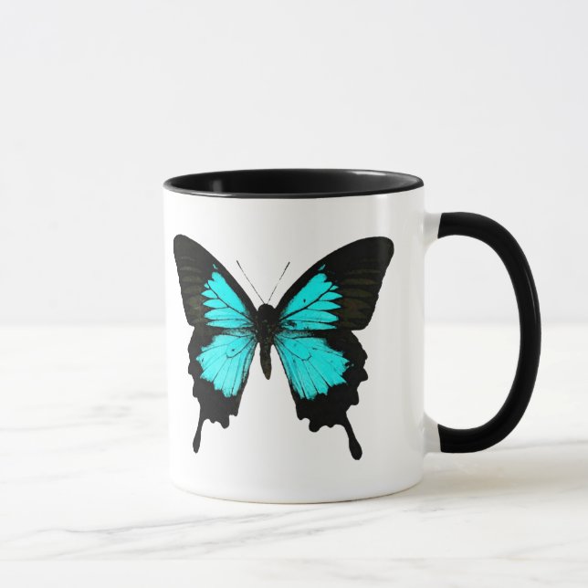 Taza Mariposa - azul turquesa y negro (Derecha)