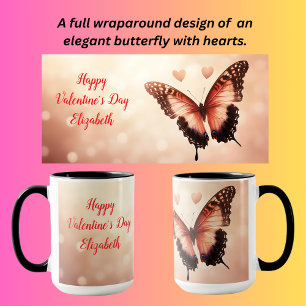 Taza Mariposa con corazones para el día de San Valentín