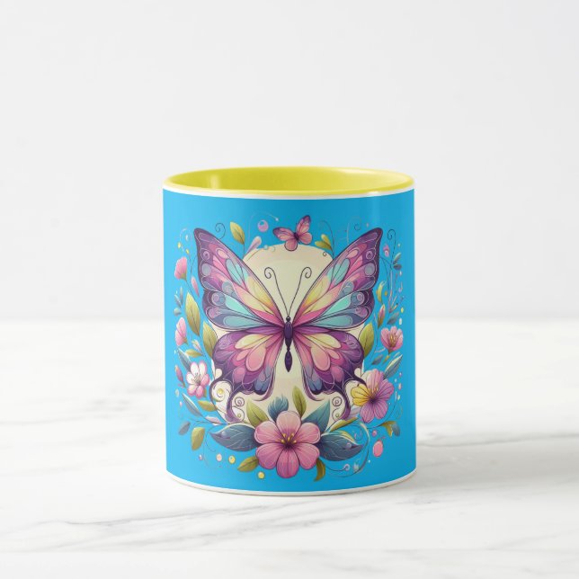 Taza Mariposa de colores vivos (Centro)