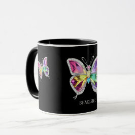 Taza Mariposa de cristal de arcoiris encalada