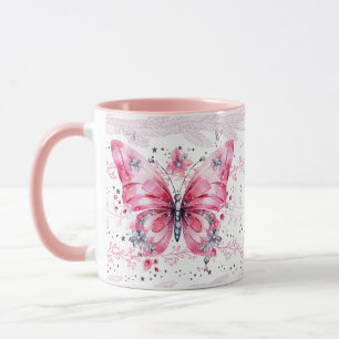 Taza Mariposa de hadas de Purpurina rosa espárrago